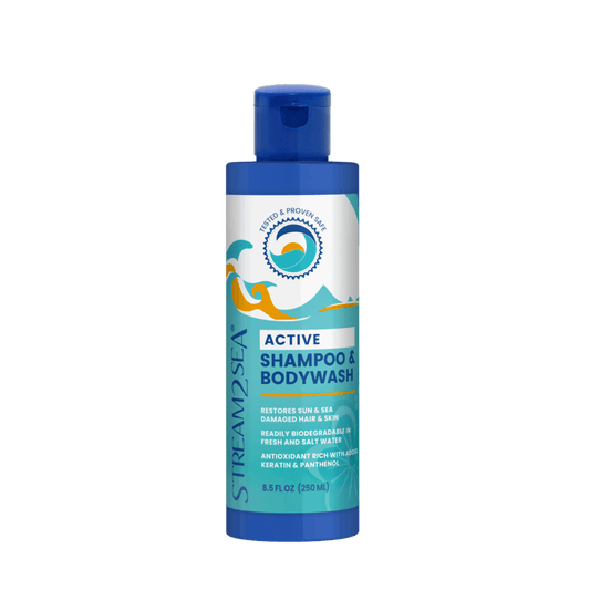 Stream2Sea Shampoo & Bodywash – Reef Safe, eco-friendly cleanser for nourished hair and skin.