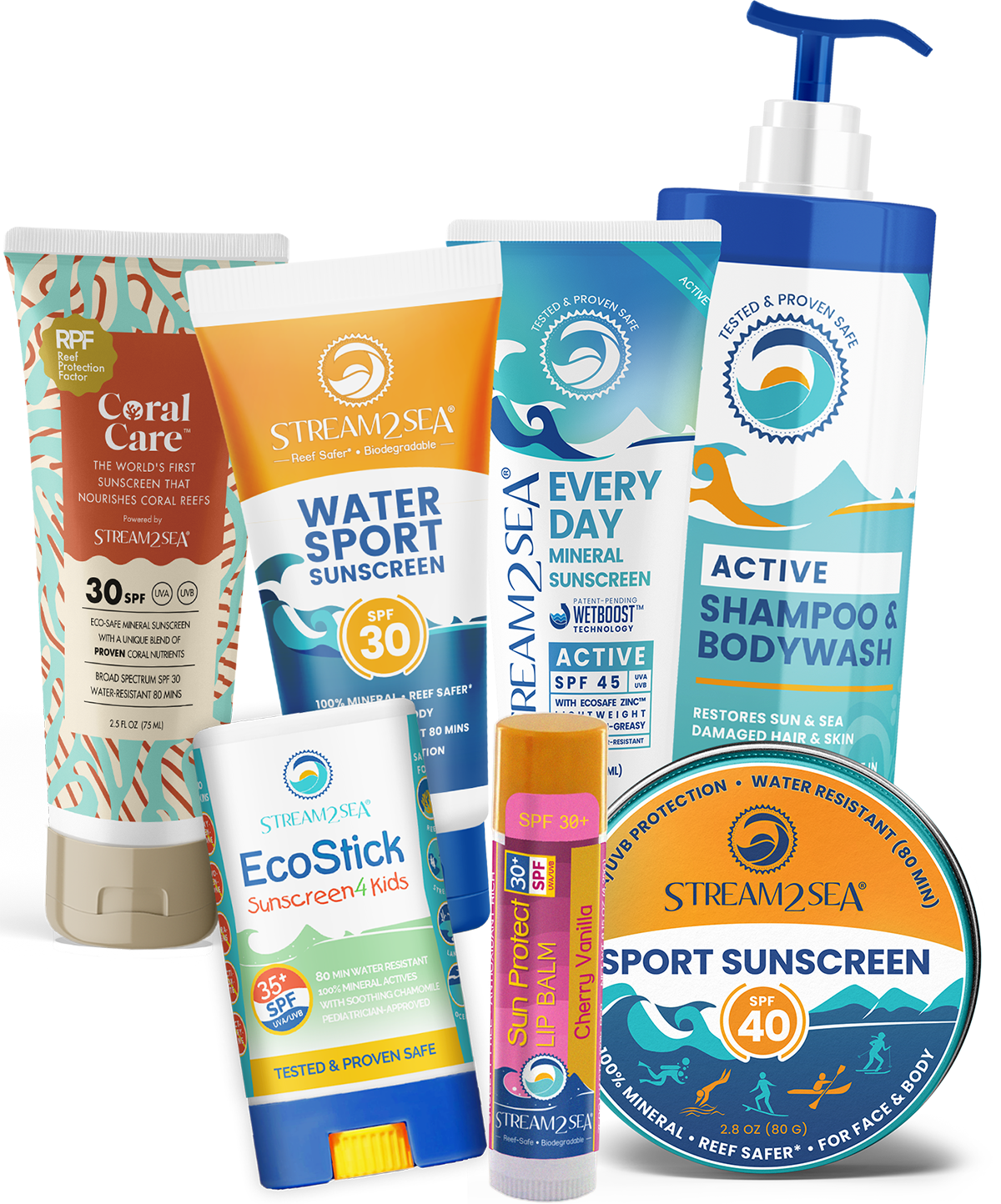 Stream2Sea Product Group Highlights – Featuring our range of Reef Safe, hypoallergenic skincare & sun care.