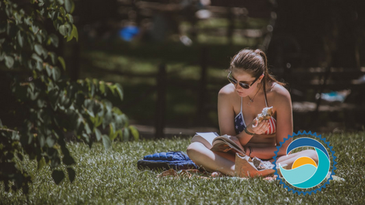 Woman Reading Book on the Grass - Stream2Sea, Necessary Precaution graphic banner for blog[, Woman reading book on the Grass - Stream2Sea