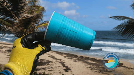 record breaking - picking up trash from oceans on beach