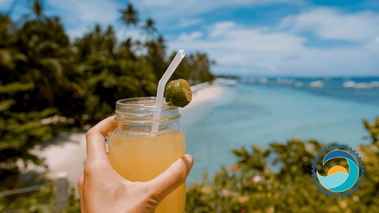 mason jar drink with straw on beach - final straw