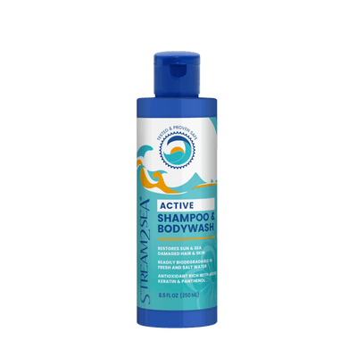 Stream2Sea Shampoo & Bodywash – Reef Safe, eco-friendly cleanser for nourished hair and skin.