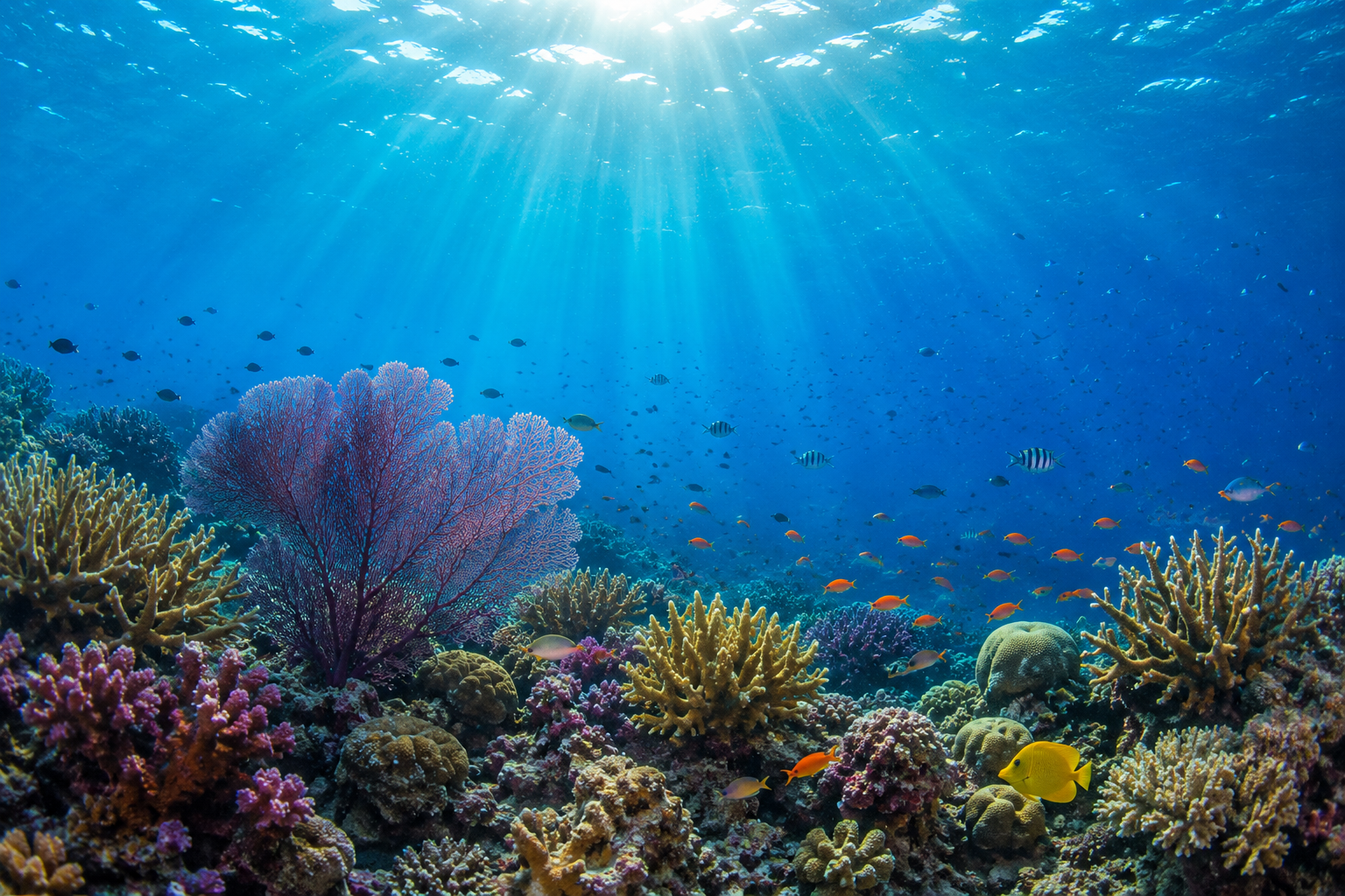 Underwater coral reef representing Stream2Sea Reef-Safer environmental practices