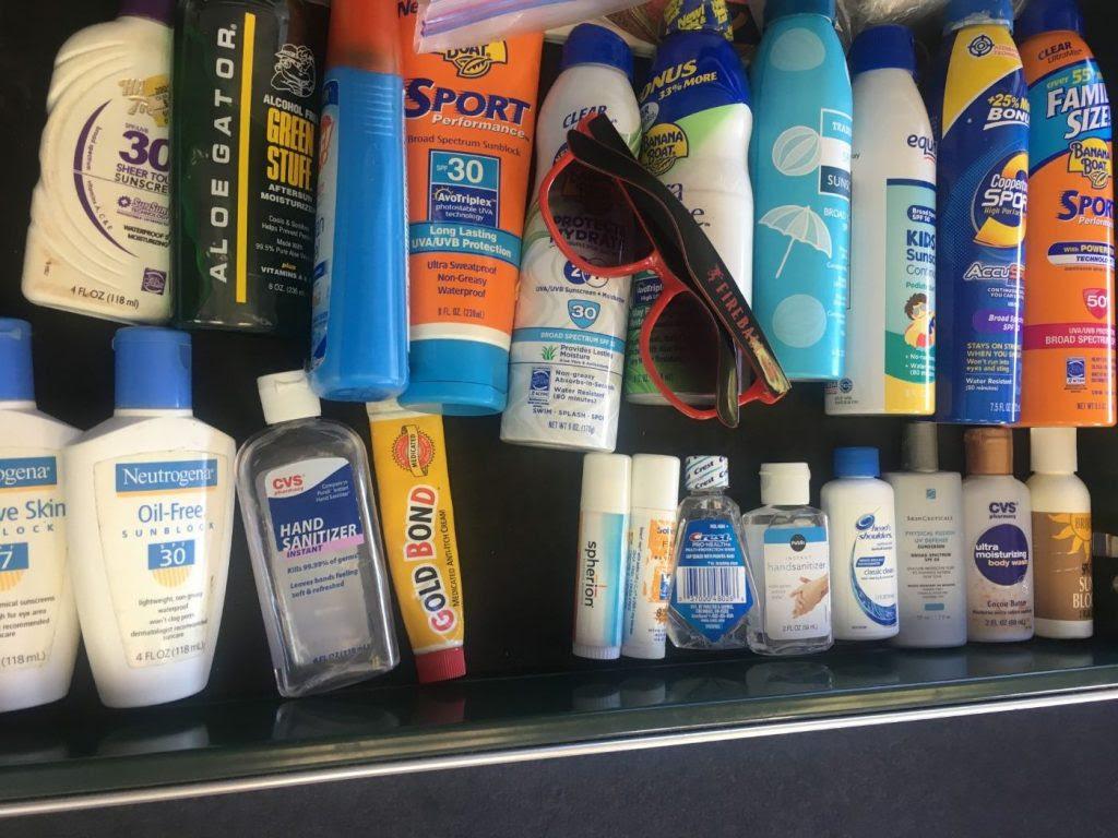 Our sunscreen drawer at work at the marina.